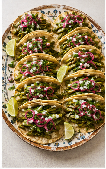 Taco-Platte mit verschiedenen Toppings für ein Catering-Event